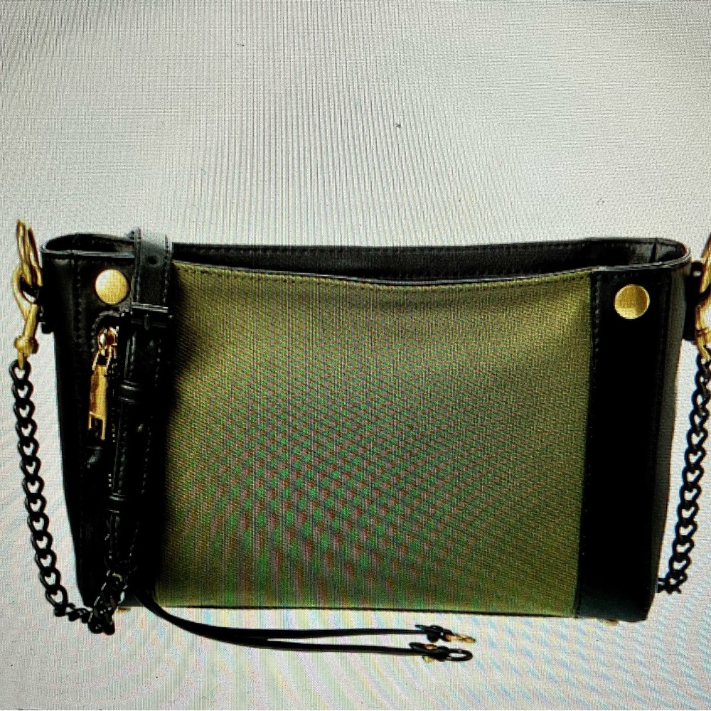Rebecca Minkoff MAB Mini Canvas/Leather Green and Black Women's Bag - Picture 2 of 11